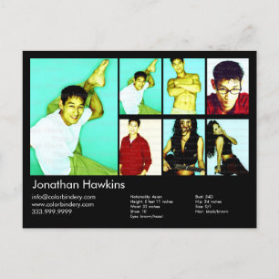 Actor & Model Black Headshot Comp Postcard