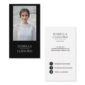 Actor Model Dancer Black White  Photo Social Media Business Card