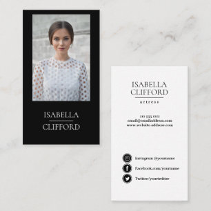 Actor Model Dancer Black White  Photo Social Media Business Card