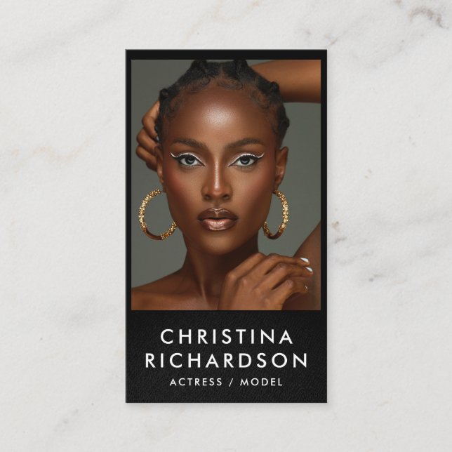 Actor model dancer photo trendy contemporary bold  business card (Front)