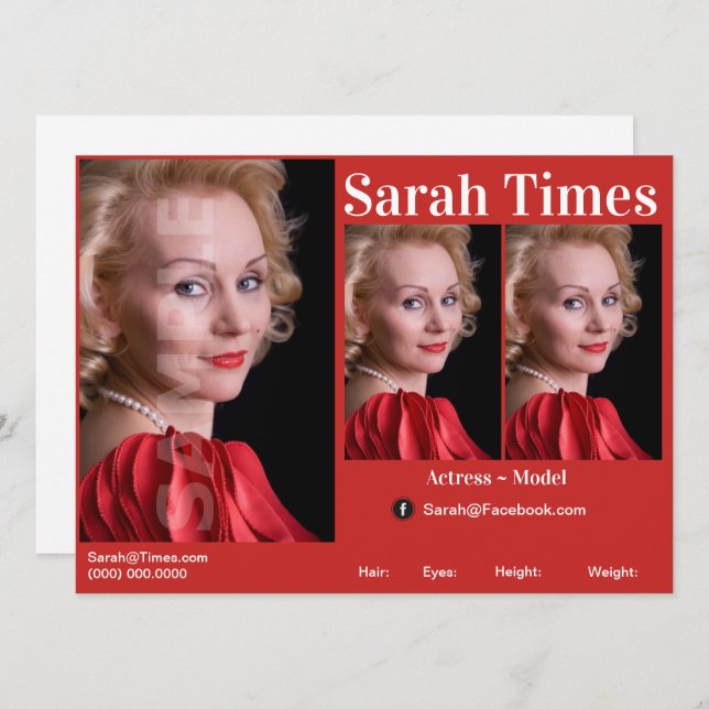 Actor & Model Headshot Comp Template (Front/Back)