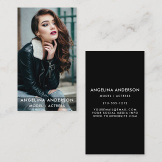 Actor Model Photo Modern Blk Business Card
