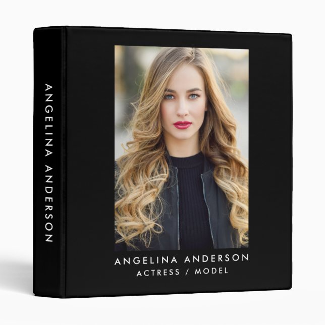 Actor Model Portfolio Binder Black - Side Name (Front/Spine)