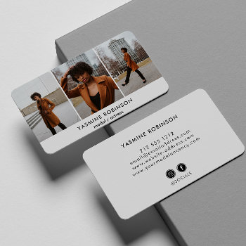 Actor Model Singer Dancer 3 Photo Social Icon Business Card by Citronellapaper at Zazzle