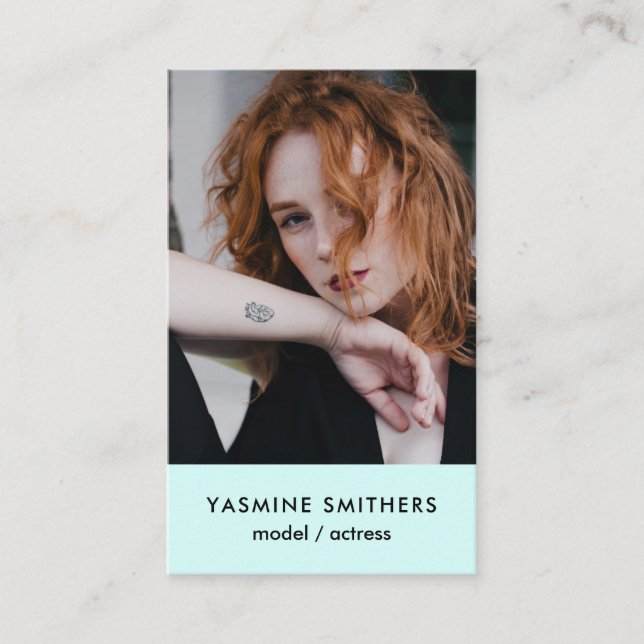 Actor Model Singer Dancer SOCIAL Mint Green Photo Business Card (Front)