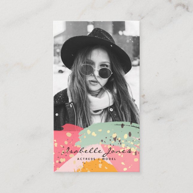 Actor Model Singer Stylish Photo Business Card (Front)