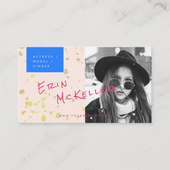Actor Model Singer Stylish Photo Business Card (Front)