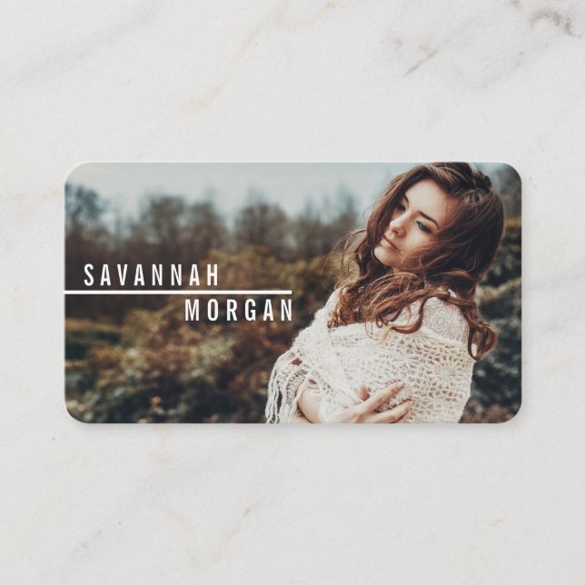 Actor models dancer photo modern white typography business card (Front)