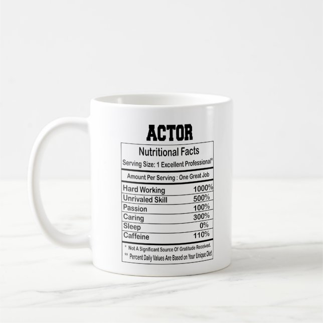 Actor Nutrition Facts Mug (Left)
