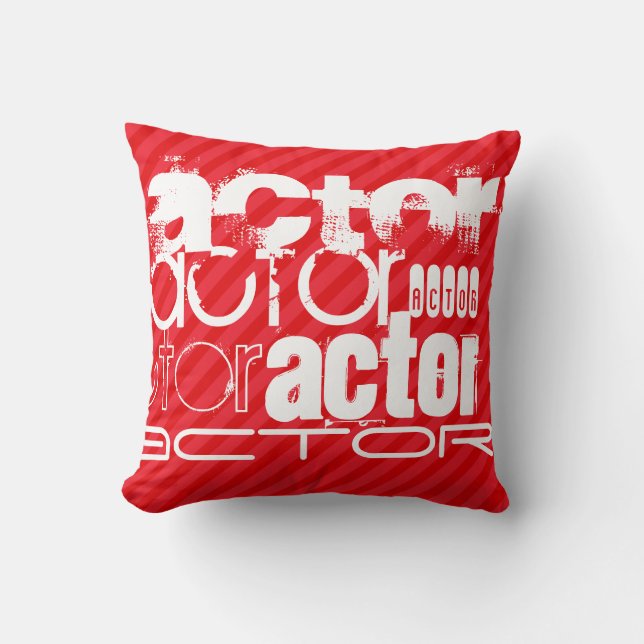 Actor; Scarlet Red Stripes Throw Pillow (Front)