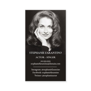 Actor Singer Black & White Vertical Photo Business Card