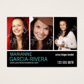 Actor Business Cards Templates Zazzle Actor Triple Headshot Stats Business Card
