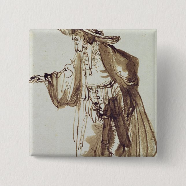 Actor with a Broad-rimmed Hat Pinback Button (Front)