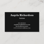 Actors and Models Modern Minimalist Business Card (Back)
