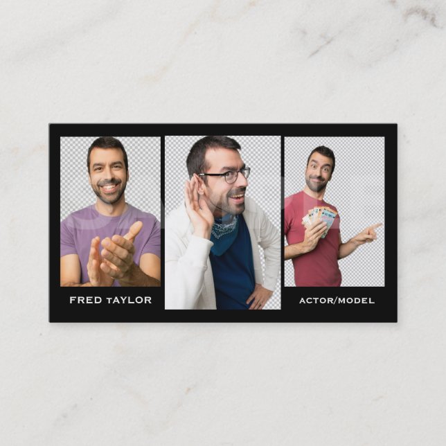 Actors Headshot Model 3 Photo Business Card (Front)