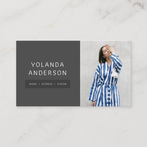 Customizable Actors models photo modern black fashion stylists business card