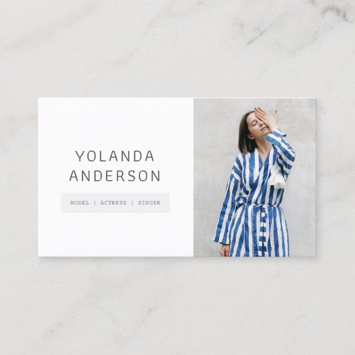 Customizable Actors models photo modern white fashion stylists business card