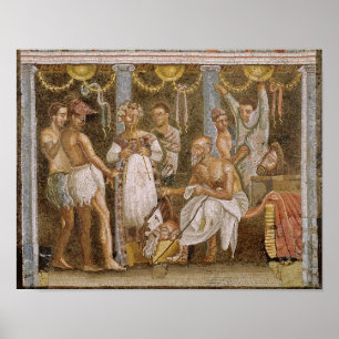 Actors rehearsing for a Satyr play, c.62-79 AD Poster