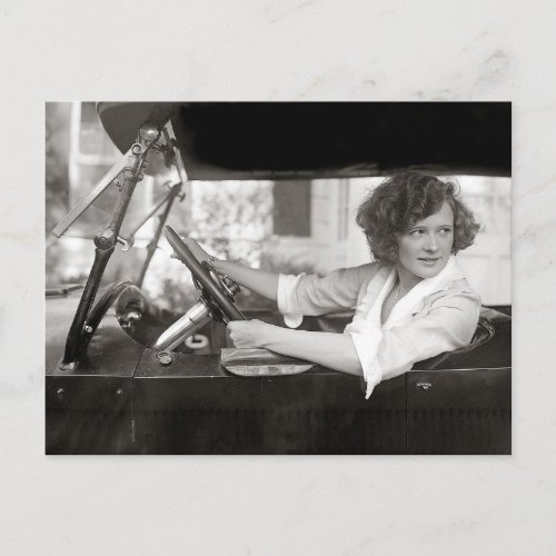 Actress Behind the Wheel 1921 Postcard