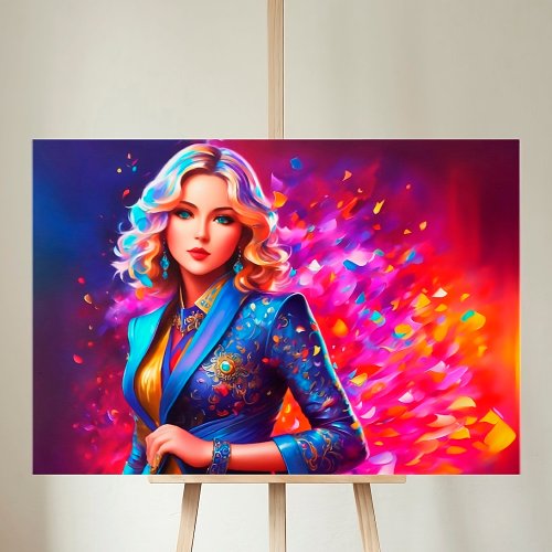 Actress Theater Bright Lady Colorful Confetti Canvas Print