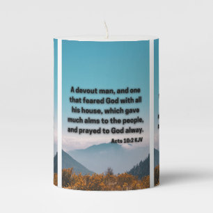Acts 10:2 KJV Bible Scripture Pic Pillar Candle