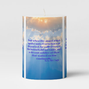 Acts 10:7 KJV Bible Scripture Pic Pillar Candle