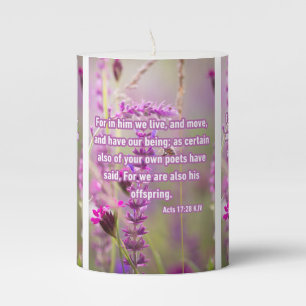 Acts 17:28 KJV Bible Verse Pic Pillar Candle