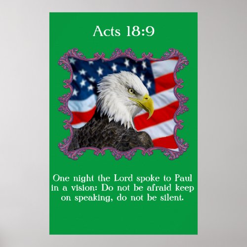 Acts 189 With A Eagle in front of a American flag Poster