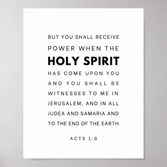 Acts 1:8 Bible Verse Poster (Front)