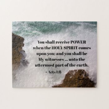 Acts 1:8 You Shall Receive Power Bible Verse Jigsaw Puzzle by CChristianDesigns at Zazzle
