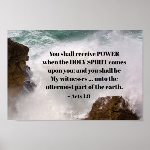 Acts 18 You shall receive POWER Bible Verse Poster
