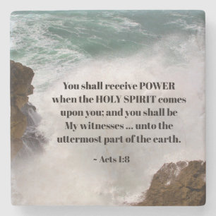 Acts 1:8 You shall receive POWER Bible Verse Stone Coaster