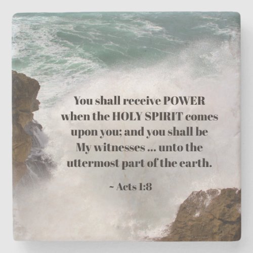 Acts 18 You shall receive POWER Bible Verse Stone Coaster