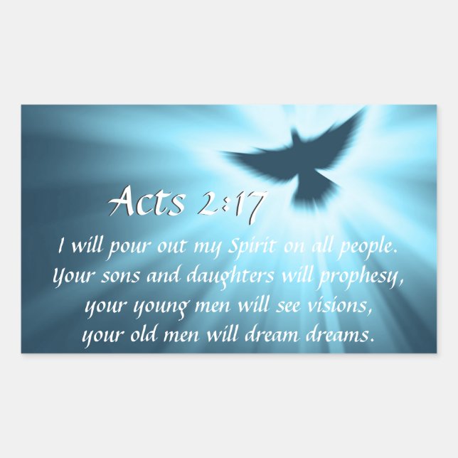 Acts 2:17 I will pour out My Spirit, Bible Verse Rectangular Sticker (Front)