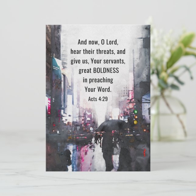 Acts 4:29 Lord Give Great Boldness Bible Flat Card (Standing Front)