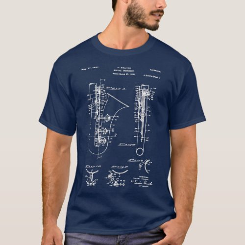 Actual Patent Design of the Saxophone Fun T_Shirt