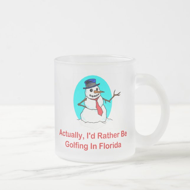 Actually, I'd Rather Be Golfing In Florida Frosted Glass Coffee Mug (Right)
