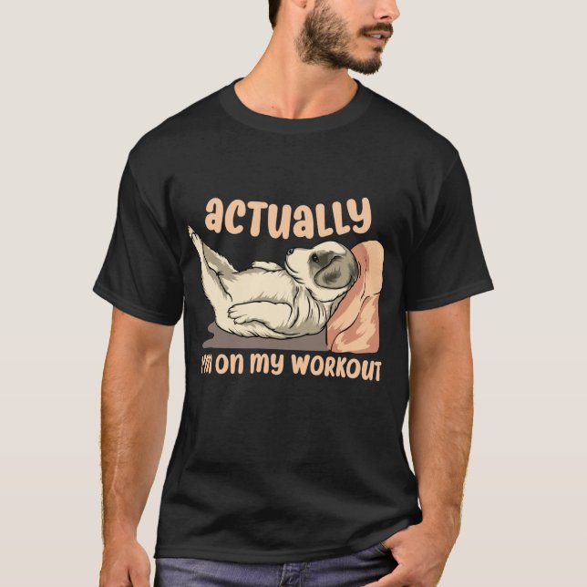 Actually I'm on my Workout Funny Dog memes T-Shirt (Front)