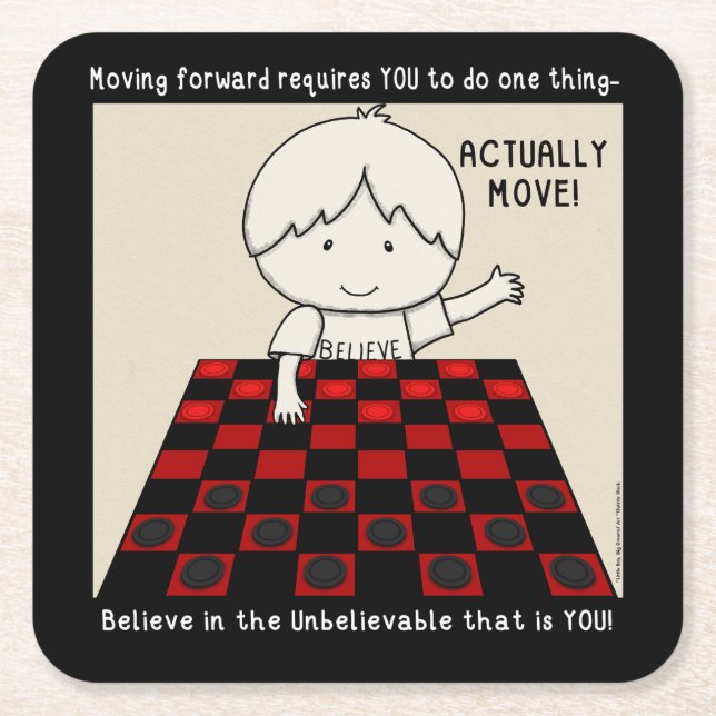 Actually Move Square Paper Coaster (Front)