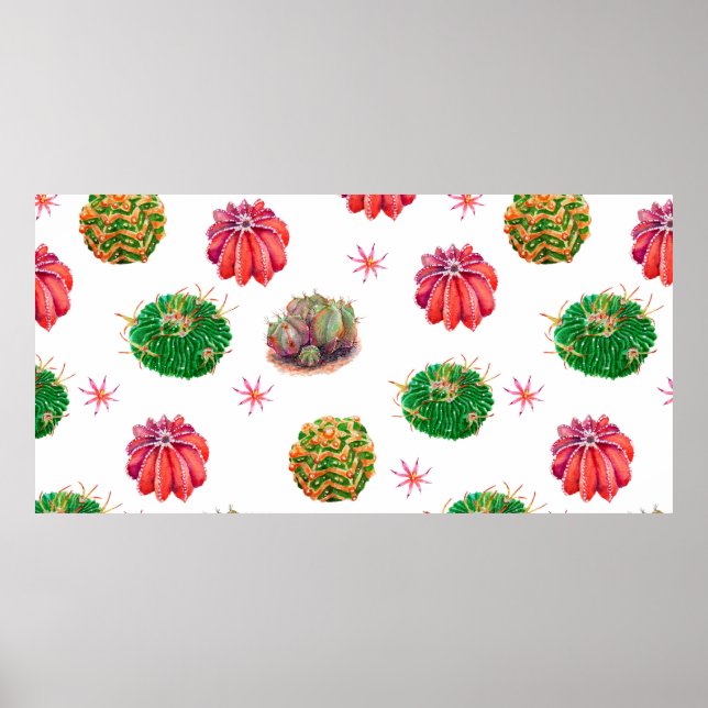 ?actus seamless floral pattern background, wallpap poster (Front)