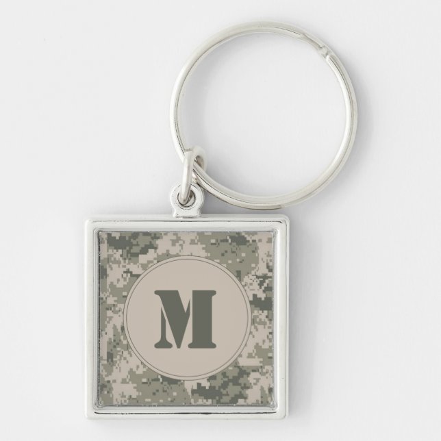 ACU Camo Camouflage Digital Monogram Key Chain (Front)