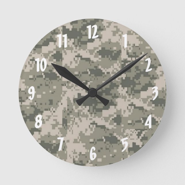 ACU Camo Camouflage Digital Pattern Wall Clock (Front)