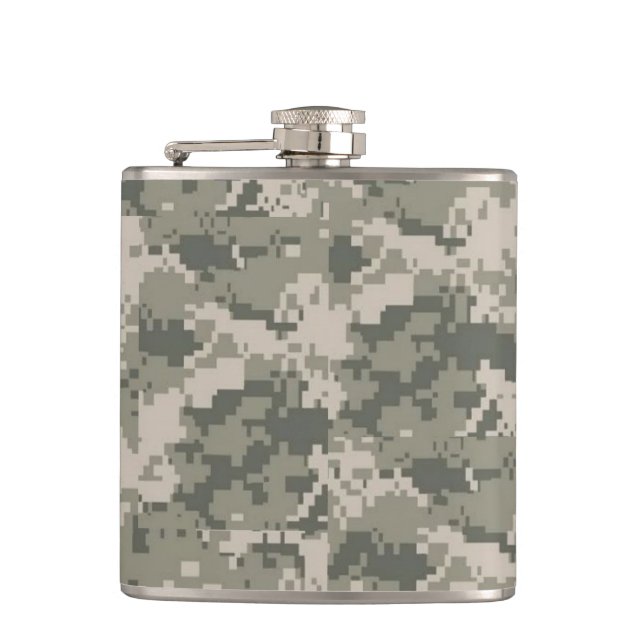 ACU Camo Camouflage Digital Pattern Whiskey Flask (Front)