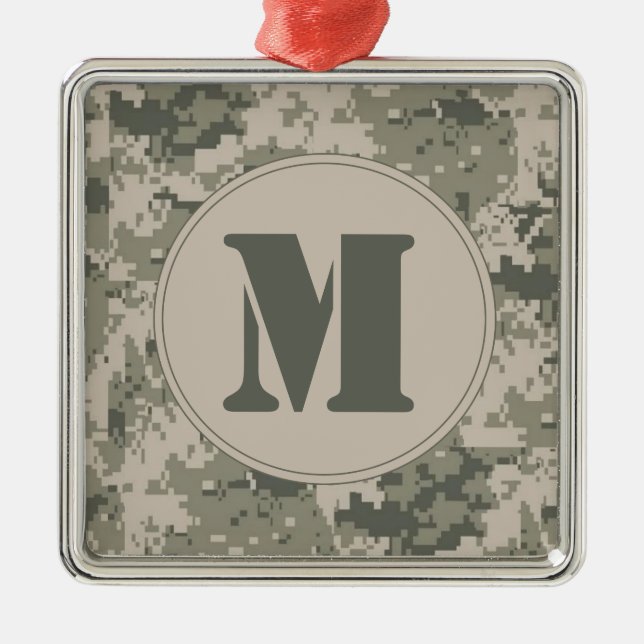 ACU Camo Camouflage Monogram Initial Ornament (Front)