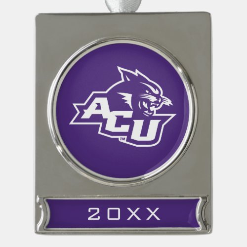 ACU Primary Logo Silver Plated Banner Ornament