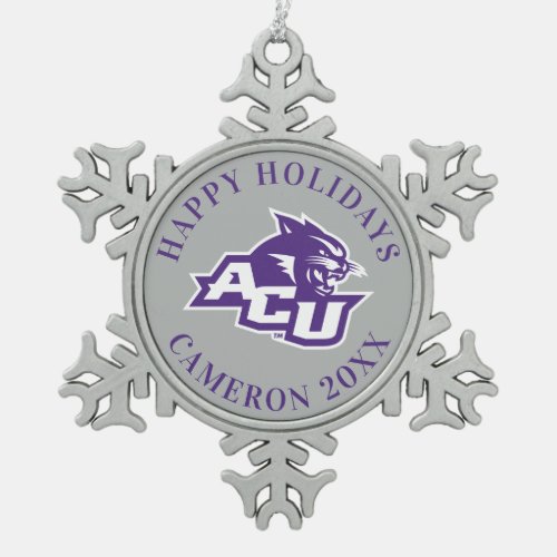 ACU Primary Logo Snowflake Pewter Christmas Ornament