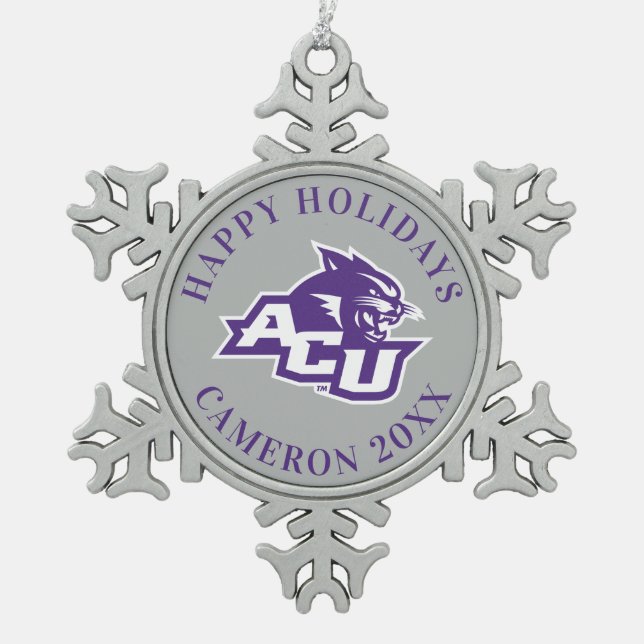 ACU Primary Logo Snowflake Pewter Christmas Ornament (Front)