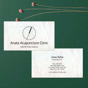 Acupuncture Acupuncturist Needle Logo White Wood Business Card