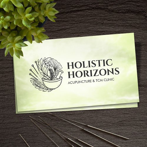 Acupuncture and Herbal Medicine illustration Business Card