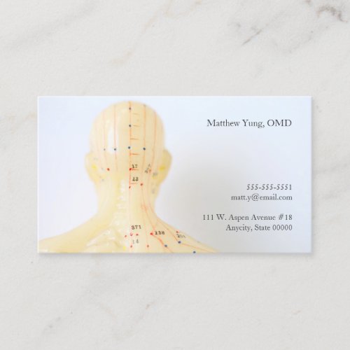 Acupuncture head and shoulders back view business card